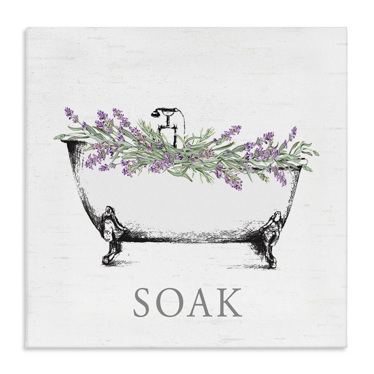 Stupell Industries Soak Bathtub with Lavender Canvas By Lettered and Lined